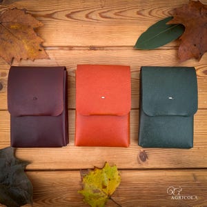 Cartera de cuero doble para tarjetas / Organizador de cuero / Bolsillo de cuero / Regalo para el día de la madre / Regalo para el día del padre / Regalo de Navidad