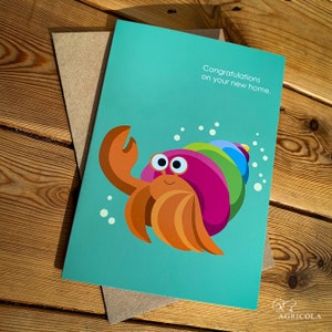 Congratulazioni per la tua nuova casa / Divertente biglietto di auguri per la tua nuova casa / Biglietto per lei / Biglietto per lui / Biglietto di auguri per il paguro