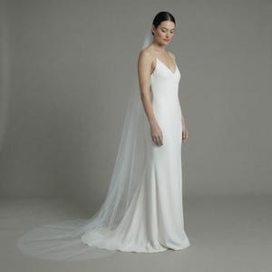 Barely There Soft Tulle Wedding Veil, Cathedral to Fingertip, Lightweight Minimalist Sheer Bridal Veil