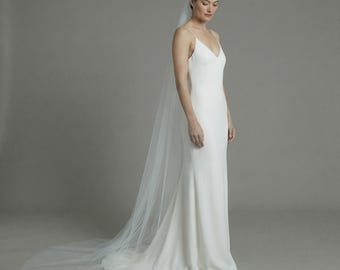 Barely There Soft Tulle Wedding Veil, Cathedral to Fingertip, Lightweight Minimalist Sheer Bridal Veil