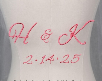 Wedding Veil Embroidery Add-On | Custom Embroidered Bridal Veil with Initials & Wedding Date | Personalized Veil for Bride