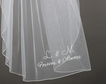 Custom Veil Embroidery Service | Personalize with Initials, Wedding Date or Quote | Add-On