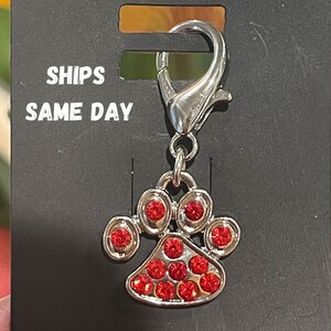 Red Collar Charm, Pet Charm, Bling, Jewelry cute paw charms cat