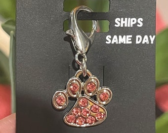 Dog Collar Pink Charm, Pet Charm, Bling Paw Jewelry, Cat Charm, Cute Jewelry