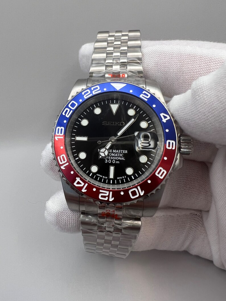 New Mens Seiko Pepsi GMT Submariner NH35 Automatic Watch. - Etsy