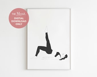 Pilates Mat Exercises Teaser Digital Prints, Mat Pilates Wall Art, Pilates Studio Wall Decor, Pilates Workout Printable Poster