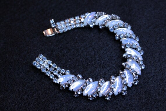 Vintage Light Blue Moonstone and Sapphire Bracelet - image 1