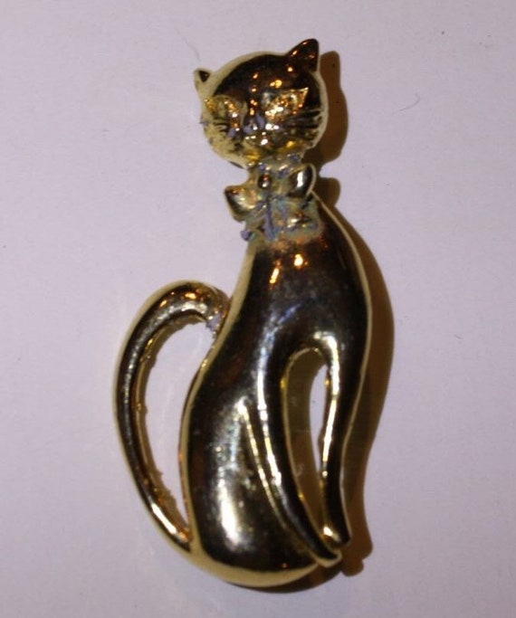 Vintage Goldtone Siamese Cat Pin - image 1