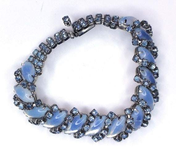 Vintage Light Blue Moonstone and Sapphire Bracelet - image 2