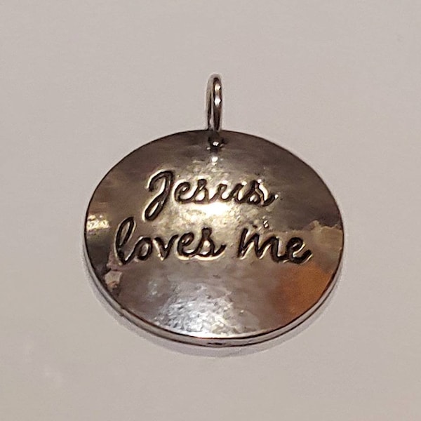 JESUS LOVES ME Silver Metal Pendant/Charm