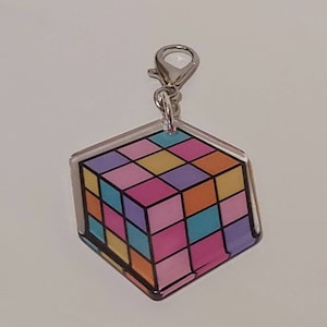 RETRO Multi-Colored RUBIK&#39;S CUBE (Purse Charm/Keychain/Zipper Pull)