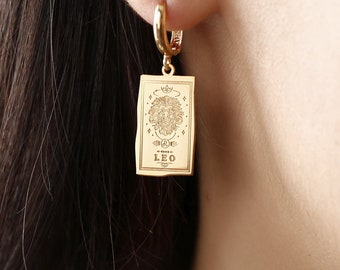 14k Solid Gold Tarot Earrings - Zodiac Tarot Earrings - Tarot Card Deck Earrings - Gold Tarot Earrings - Spiritual Earrings - Gifts For Her