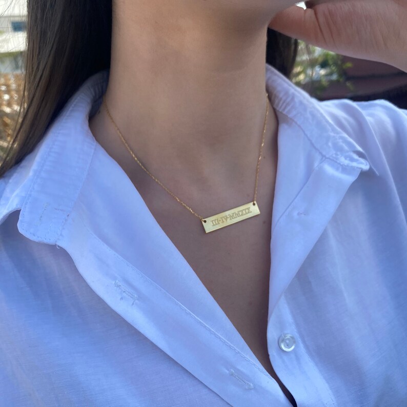 14k Solid Gold Nameplate Necklace Personalized Name Plate Etsy