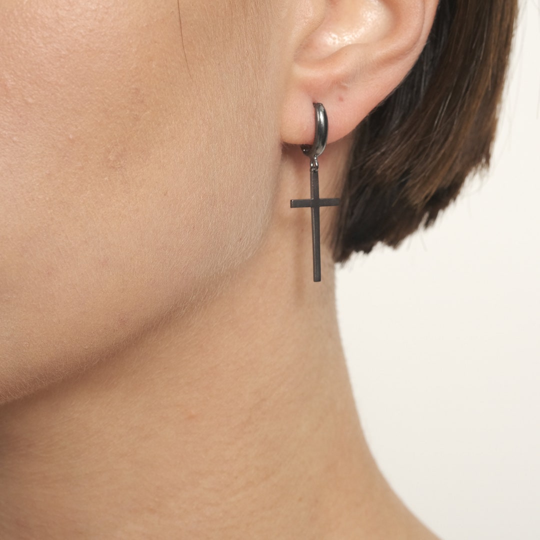 14k Solid Gold Cross Earrings Dainty Cross Earrings Gold Cross Jewelry