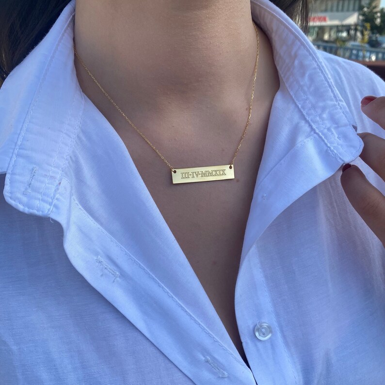 14k Solid Gold Nameplate Necklace Personalized Name Plate Etsy