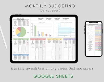 Monthly Budget Spreadsheet, Budget Planner Google Sheets, Digital Budget Planner, Monthly Expenses Spreadsheet Google Sheet Digital Planner