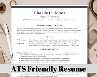 ATS Friendly Resume Template: Minimalist, Clean CV (Word)