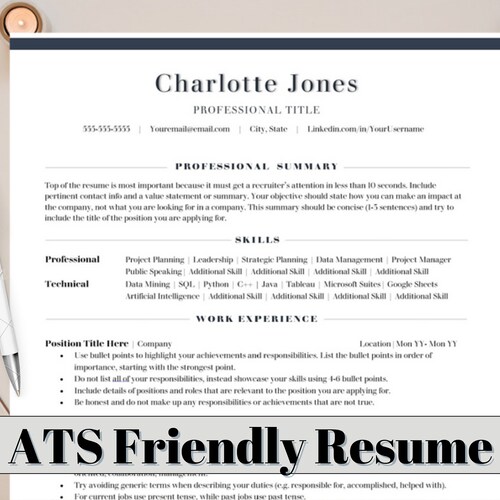 ATS Friendly Resume Template: Minimalist, Clean CV (Word)