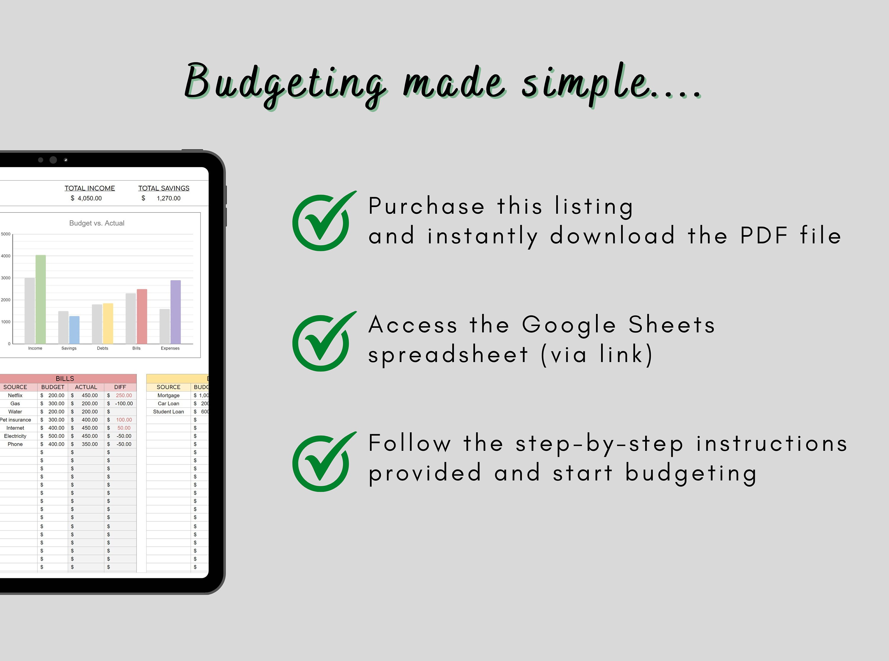 Digital Budget Planner: Google Sheets Expense & Savings Tracker ...