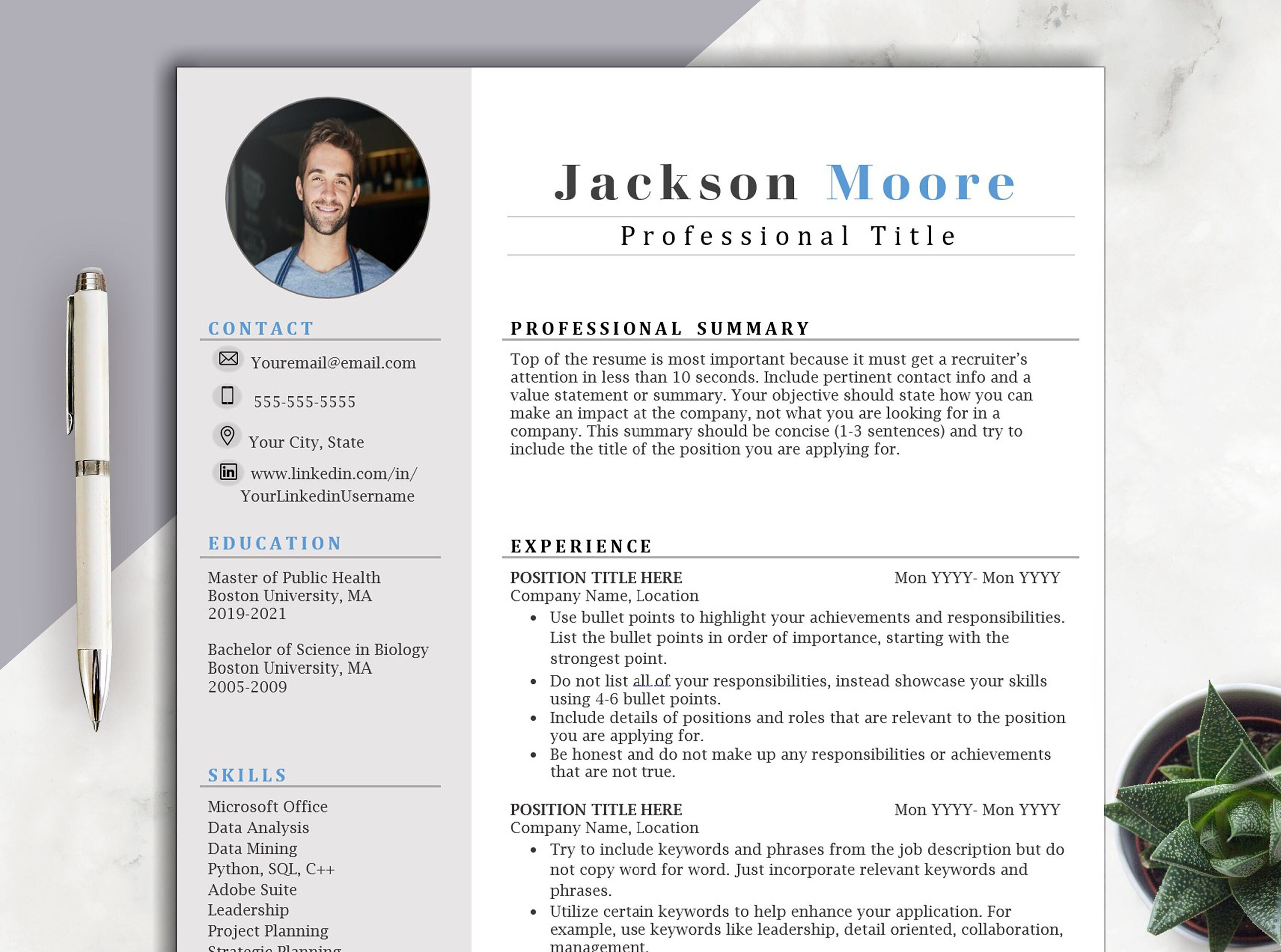 Photo Resume Template Resume Template - Il Fullxfull.4598385266 Lwp2 