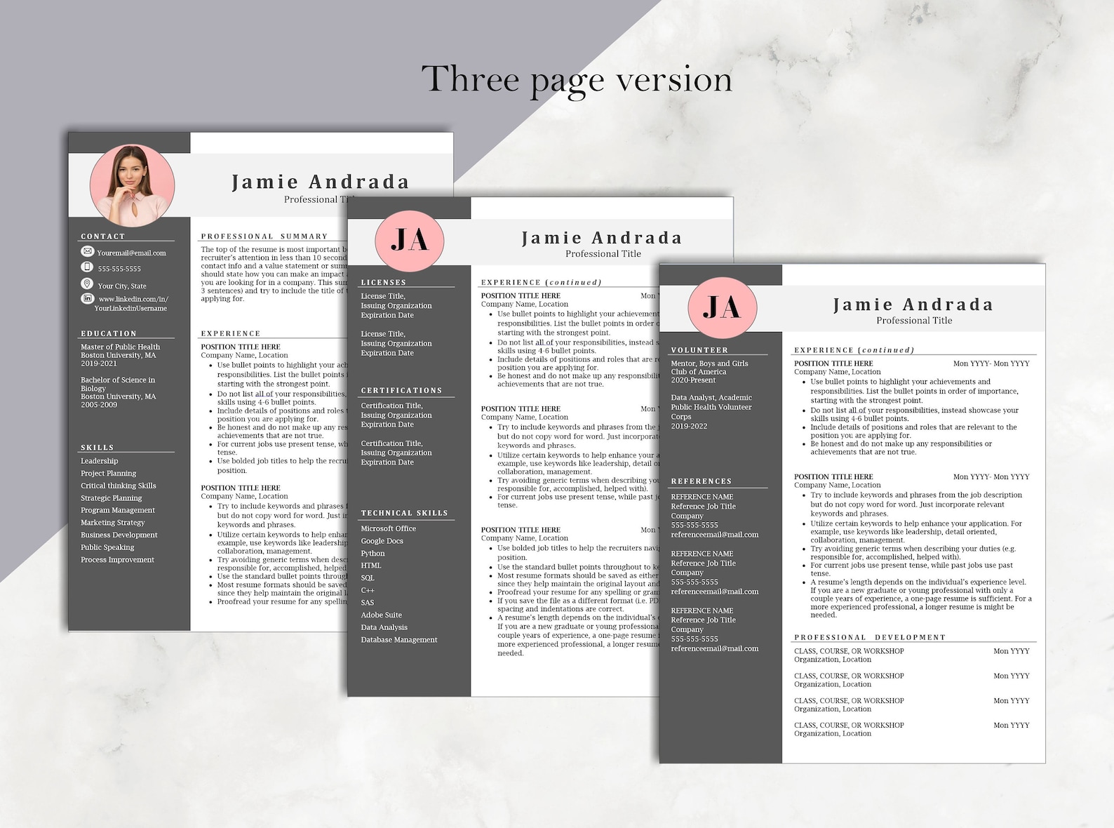 CV Photo Template | MS Word Resume | Word Photo Resume Template