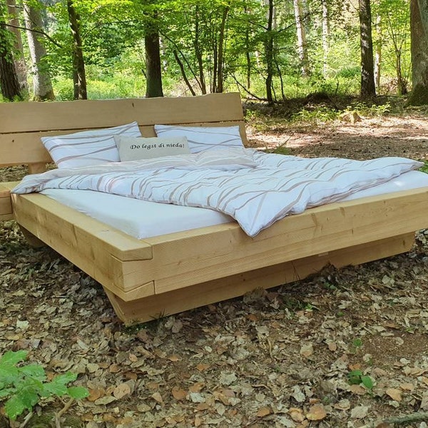Beam bed solid wood bed floating bed wooden bed double bed