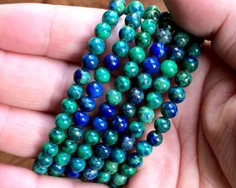Chrysocolla 6mm Bracelet - Natural, Ethical & Fair Trade Sourced Gemstone Jewelry. Crystal Healing.
