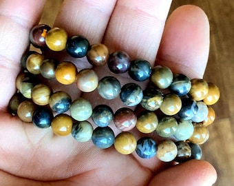 Petrified Wood 8mm Bracelet - Natural, Ethical & Fair Trade Sourced Gemstone Jewelry. Crystal Healing.