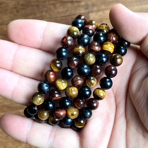 Multi Tigers Eye 8mm Bracelet - Natural, Ethical & Fair Trade Sourced Gemstone Jewelry. Crystal Healing.