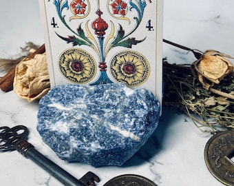 Rough Natural Sodalite Tarot / Oracle Card Holder Ethically and Faire Trade Sourced. Crystal Healing.