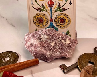 Rough Natural Lepidolite Tarot / Oracle Card Holder Ethically and Faire Trade Sourced. Crystal Healing.