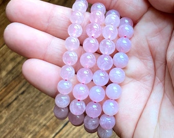 Rose Quartz 8mm Bracelet - Natural, Ethical & Fair Trade Sourced Gemstone Jewelry. Crystal Healing.