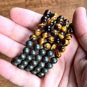 Tigers Eye and Pyrite 8mm Bracelet - Natural, Ethical & Fair Trade Sourced