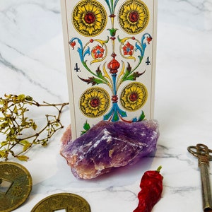 Porta-cartas de tarô/oráculo de ametista natural bruta. Obtido de forma ética e com comércio justo. Cura por cristais.