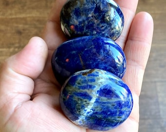 Sodalite Palm Stone. AAA Quality. Hand Carved & Polished. Ethically and Faire Trade Sourced.