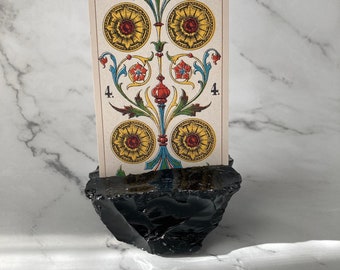 Rough Natural Black Obsidian Tarot / Oracle Card Holder Ethically and Faire Trade Sourced.