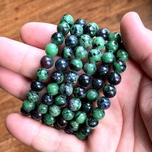Ruby Zoisite 8mm Bracelet - Natural, Ethical & Fair Trade Sourced Gemstone Jewelry. Crystal Healing.