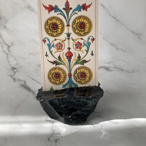Porta-cartas de Tarô/Oráculo de Obsidiana Negra Natural Bruta. Origem ética e comércio justo. Cura com Cristais.
