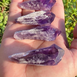 Natural Small Amethyst Bahia Root / Dragon Tooth Scepter Wand Brilliant Color & Clarity Ethically and Faire Trade Sourced. 2.00” - 2.50”