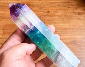 Large Rainbow Fluorite Polished Tower Point - Ethically and Faire Trade Sourced from Mexico. Crystal Healing.