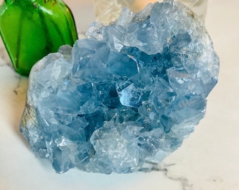 Raw Natural Celestite Geode Free Form Cluster. Ethically and Faire Trade Sourced. Intuitively chosen.