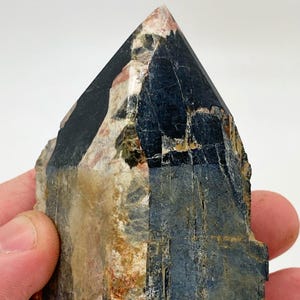 Black Tourmaline Point with Muscovite and Quartz: Ethically Sourced Crystal