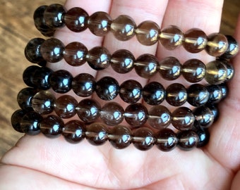 Smoky Quartz 8mm Bracelet - Natural, Ethical & Fair Trade Sourced Gemstone Jewelry. Crystal Healing.
