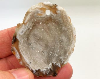 Druze Agate Geode Pendant. Ethical, and Faire Trade Sourced.. Gemstone Jewelry Crystal Healing.
