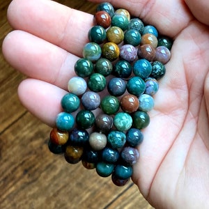 Ocean Jasper 8mm Bracelet - Natural, Ethical & Fair Trade Sourced Gemstone Jewelry. Crystal Healing.