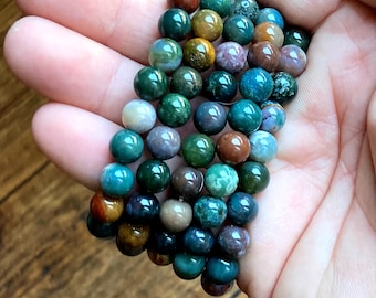 Ocean Jasper 8mm Bracelet - Natural, Ethical & Fair Trade Sourced Gemstone Jewelry. Crystal Healing.