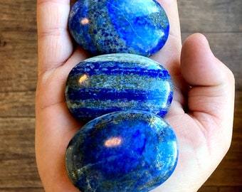 Lapis Lazuli Palm Stone. AAA Quality. Hand Carved & Polished. Ethically and Faire Trade Source from Afghanistan.