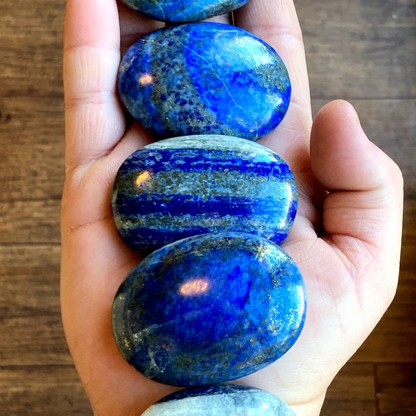 Lapis Lazuli Palm Stone. AAA Quality. Hand Carved & Polished. Ethically and Faire Trade Source from Afghanistan.