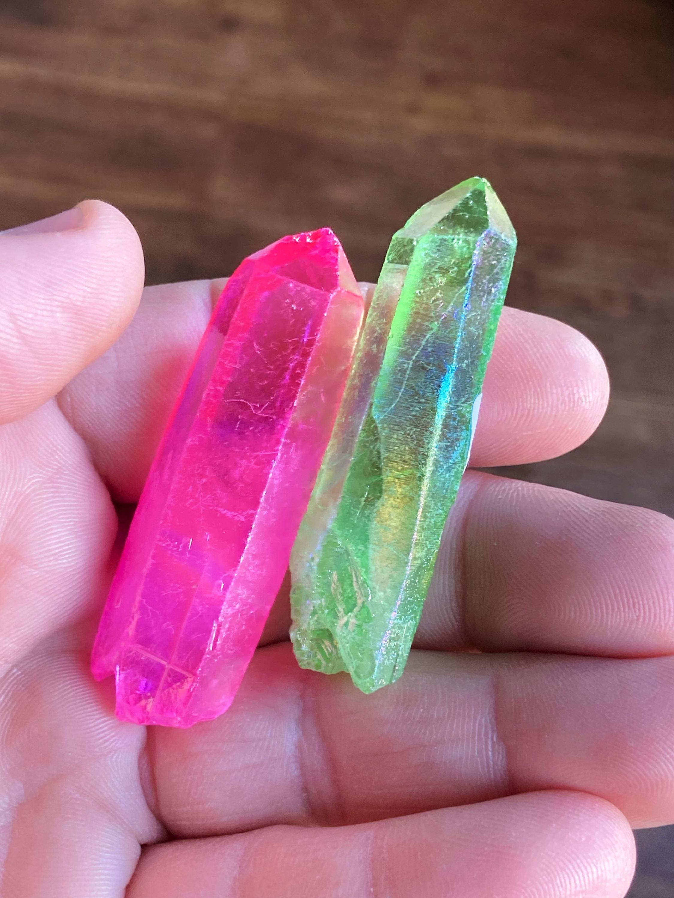 一点物】ピンク オーラ 水晶 クォーツ ポイント 原石✩.*˚ 一点物