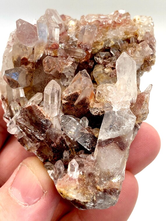 Red Hematoid Quartz Cluster: Fire Quartz Crystal Healing (169